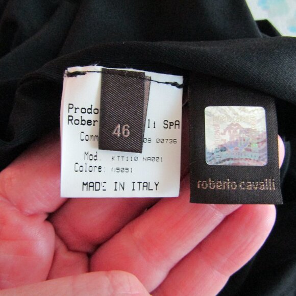 ROBERTO CAVALLI Asymmetrical Black Stretchy Dress--Size 46/10 - Picture 5 of 8